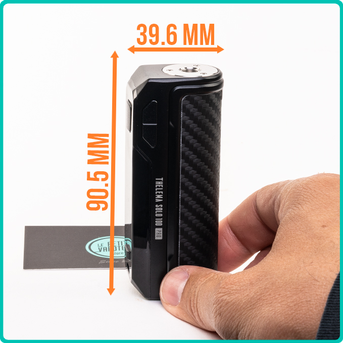 Dimensions Box Thelema Solo 100 Pro Lost Vape
